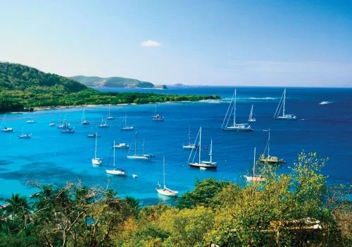 Sailboats-Bay-of-Mustique-Saint-Vincent-and